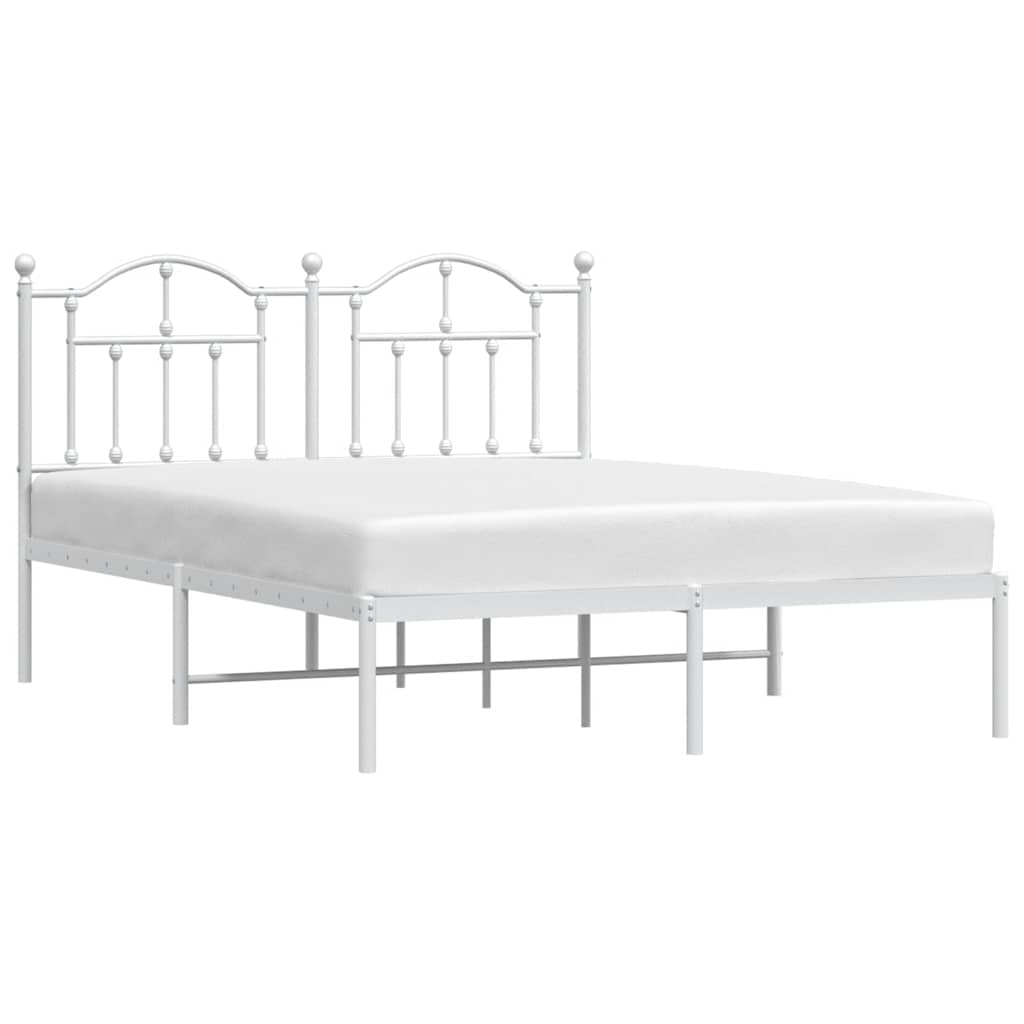 Metal Bed Frame without Mattress with Headboard White 140x200cm