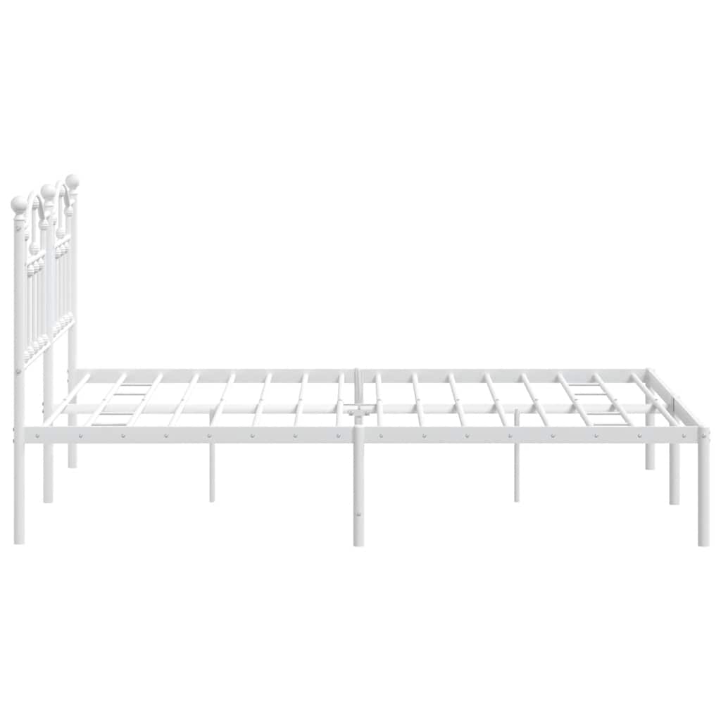 Metal Bed Frame without Mattress with Headboard White 140x200cm
