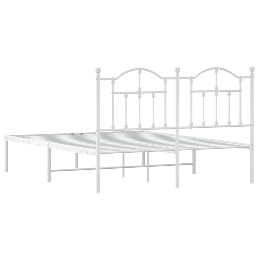 Metal Bed Frame without Mattress with Headboard White 140x200cm