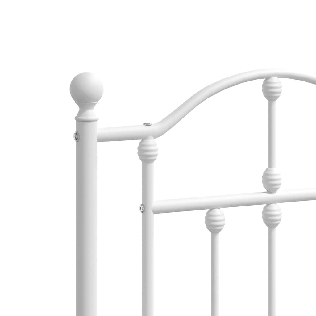 Metal Bed Frame without Mattress with Headboard White 140x200cm