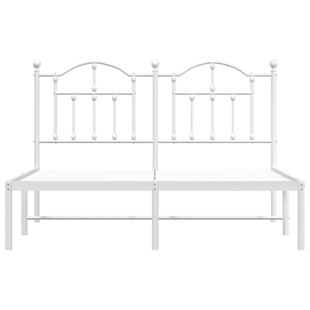 Metal Bed Frame without Mattress with Headboard White 150x200cm