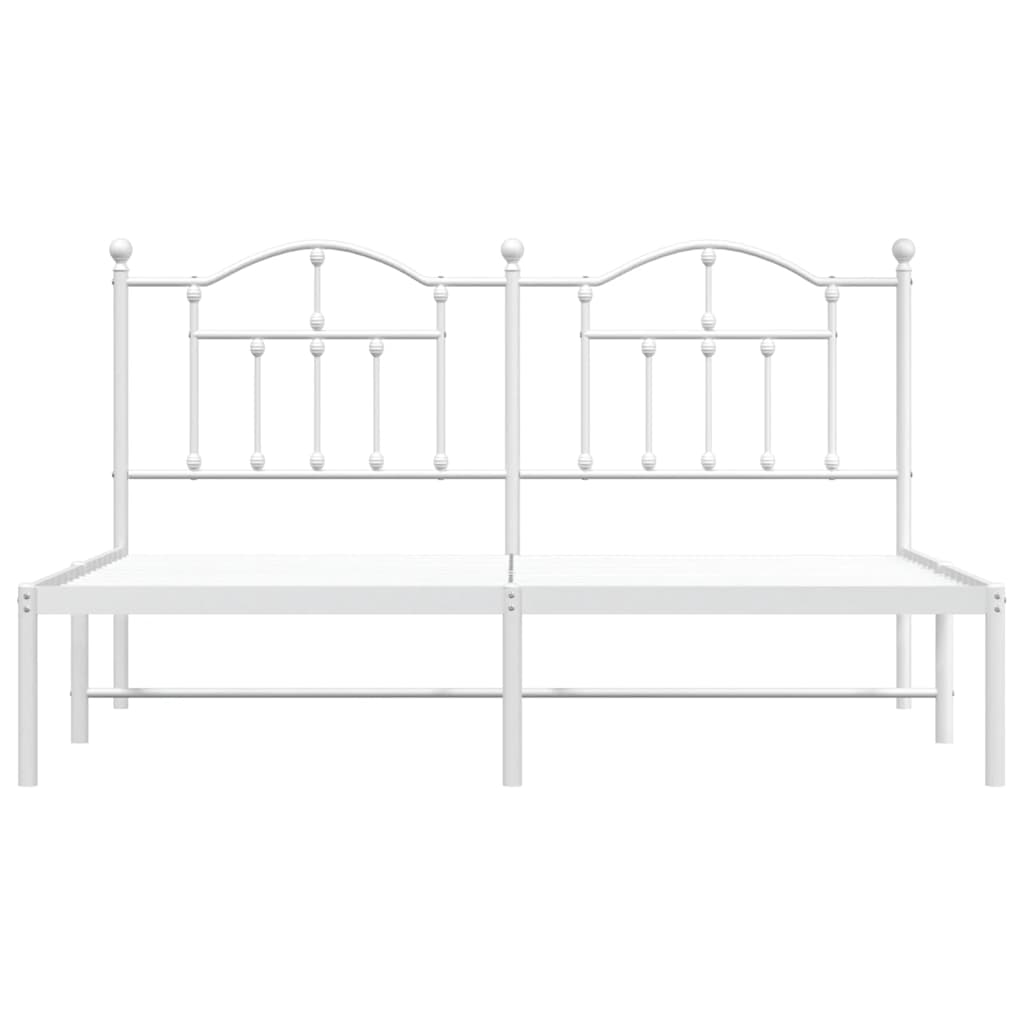 Metal Bed Frame without Mattress with Headboard White 160x200cm