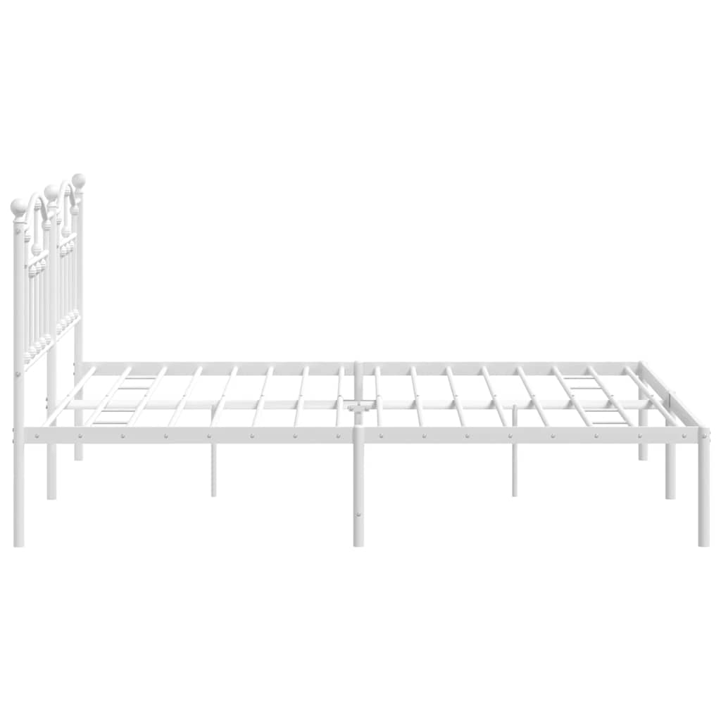 Metal Bed Frame without Mattress with Headboard White 160x200cm