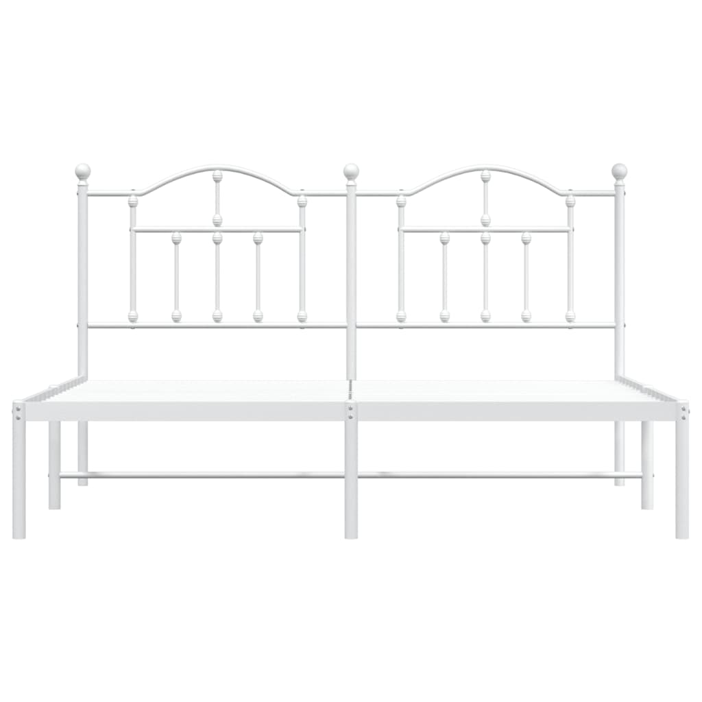 Metal Bed Frame without Mattress with Headboard White 183x213cm