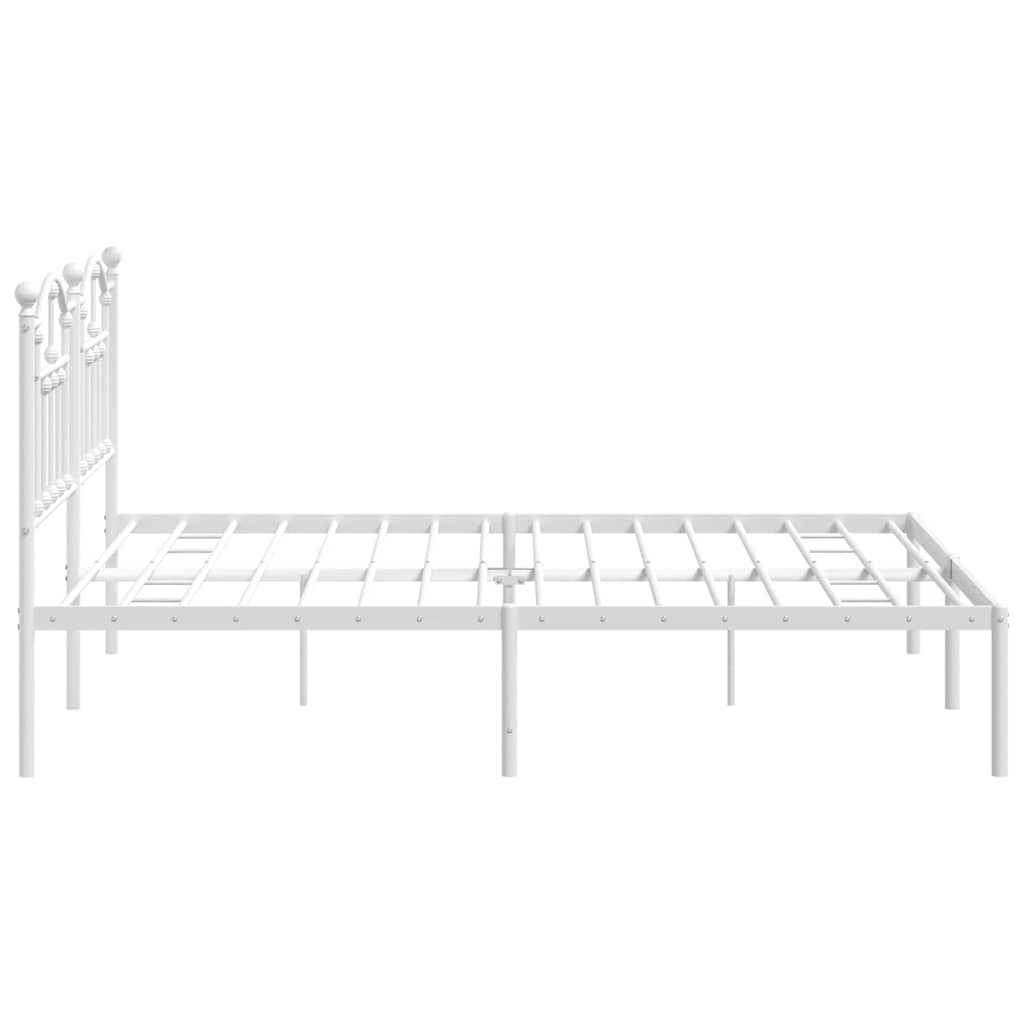 Metal Bed Frame without Mattress with Headboard White 183x213cm