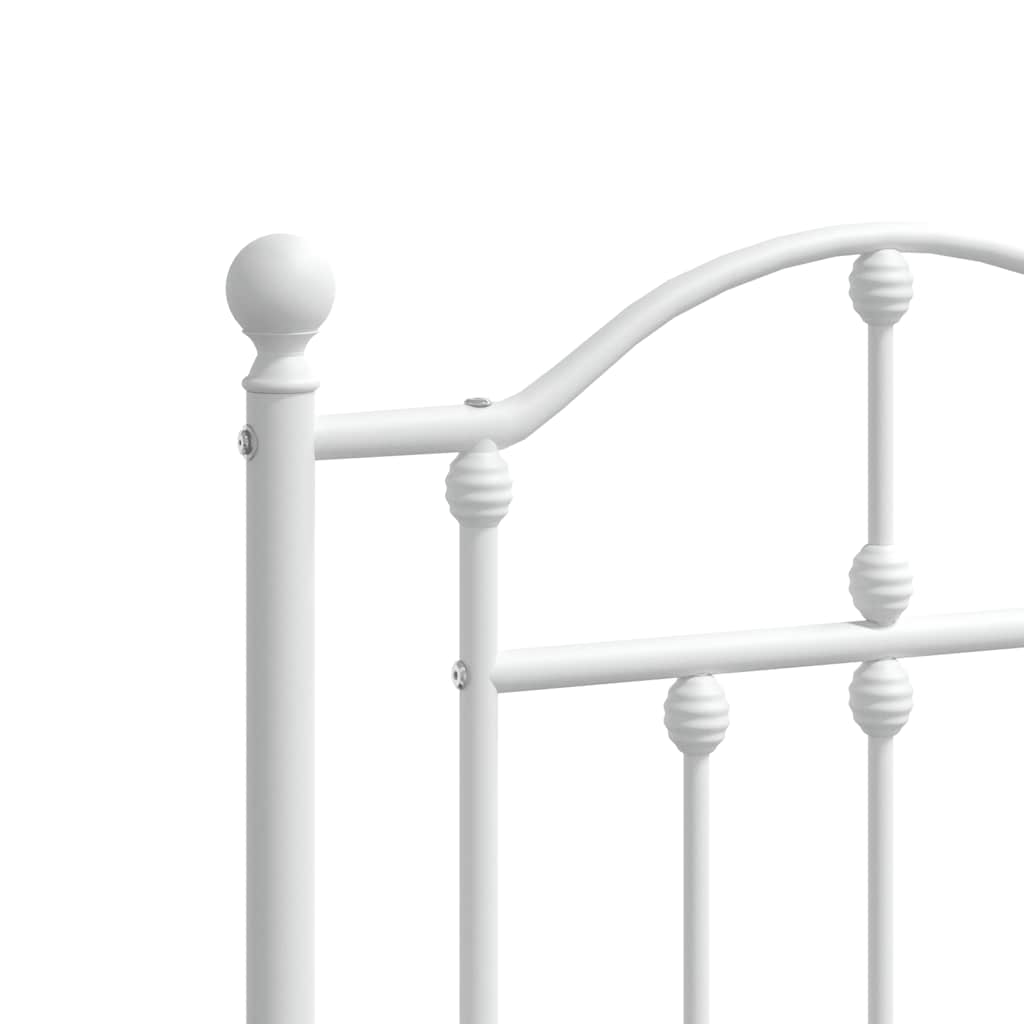 Metal Bed Frame without Mattress with Headboard White 183x213cm