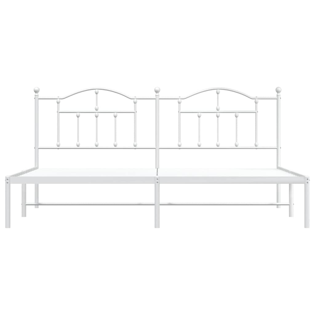 Metal Bed Frame without Mattress with Headboard White 193x203cm