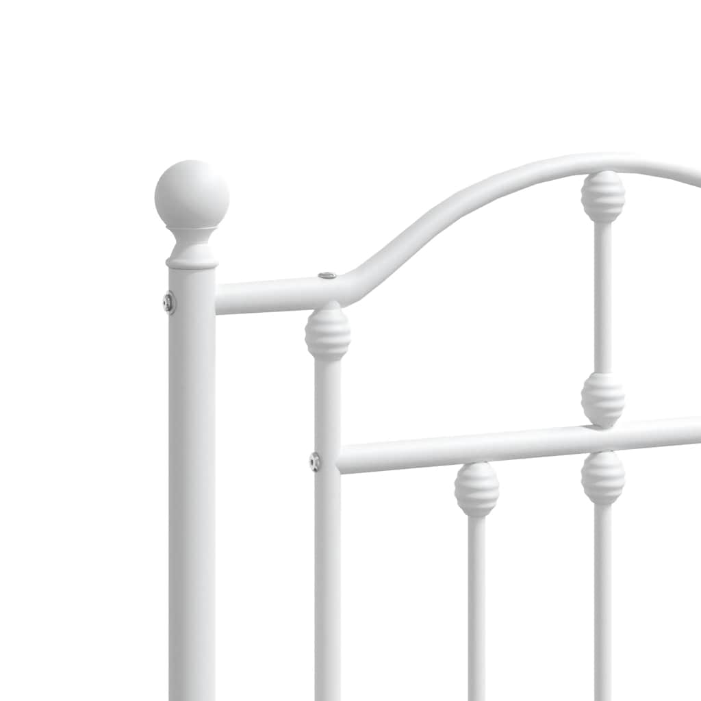 Metal Bed Frame without Mattress with Headboard White 193x203cm