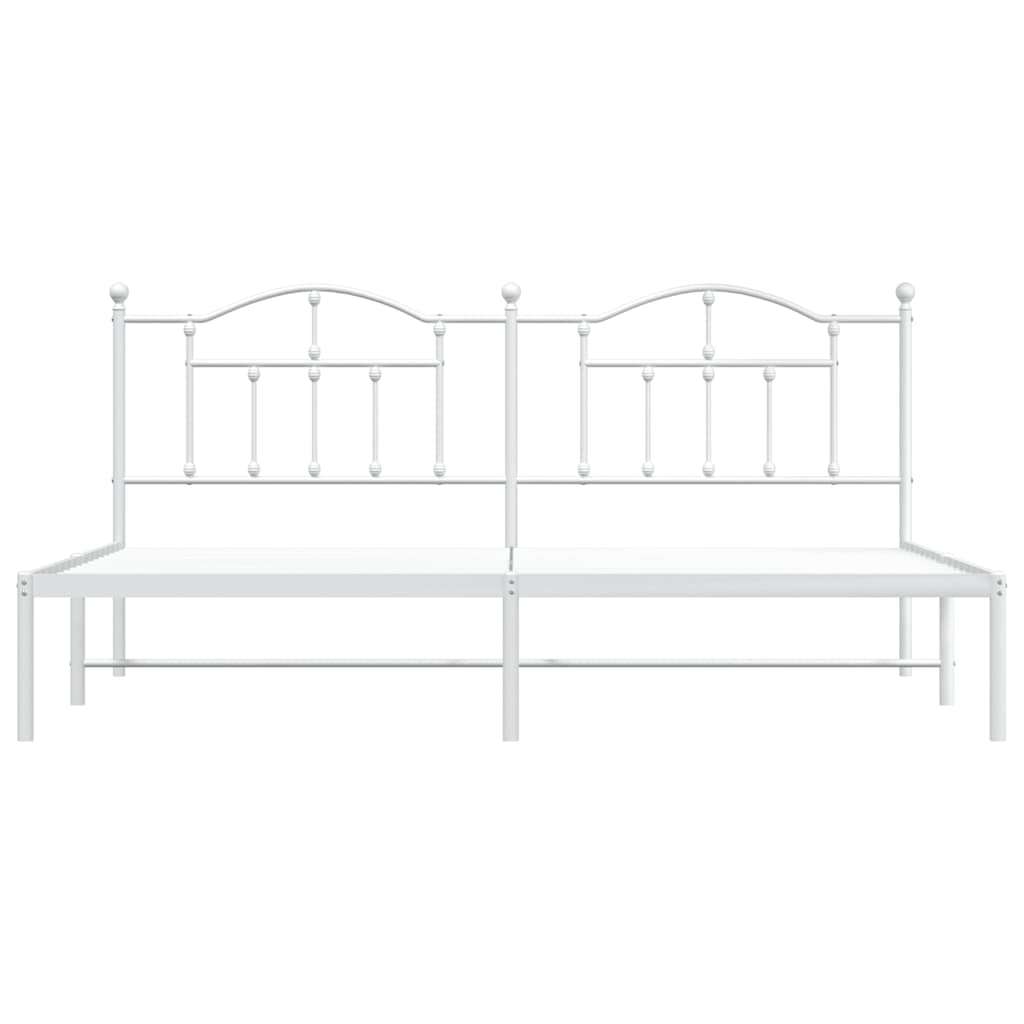 Metal Bed Frame without Mattress with Headboard White 200x200cm