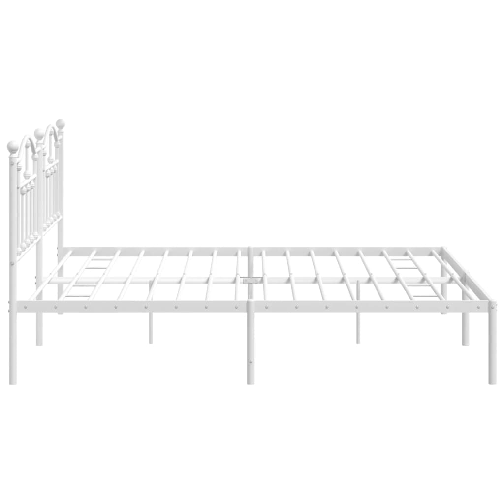 Metal Bed Frame without Mattress with Headboard White 200x200cm