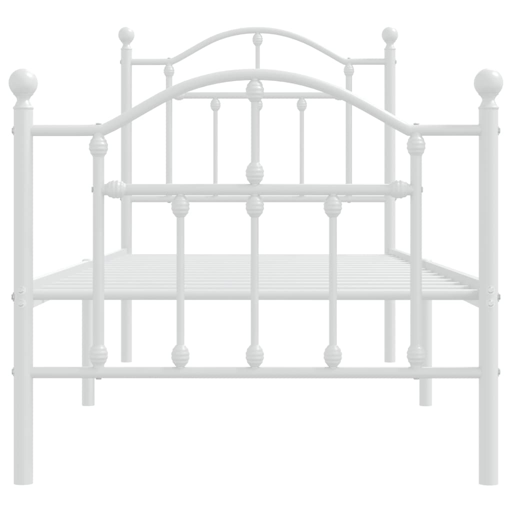 Metal Bed Frame without Mattress with Footboard White 75x190cm