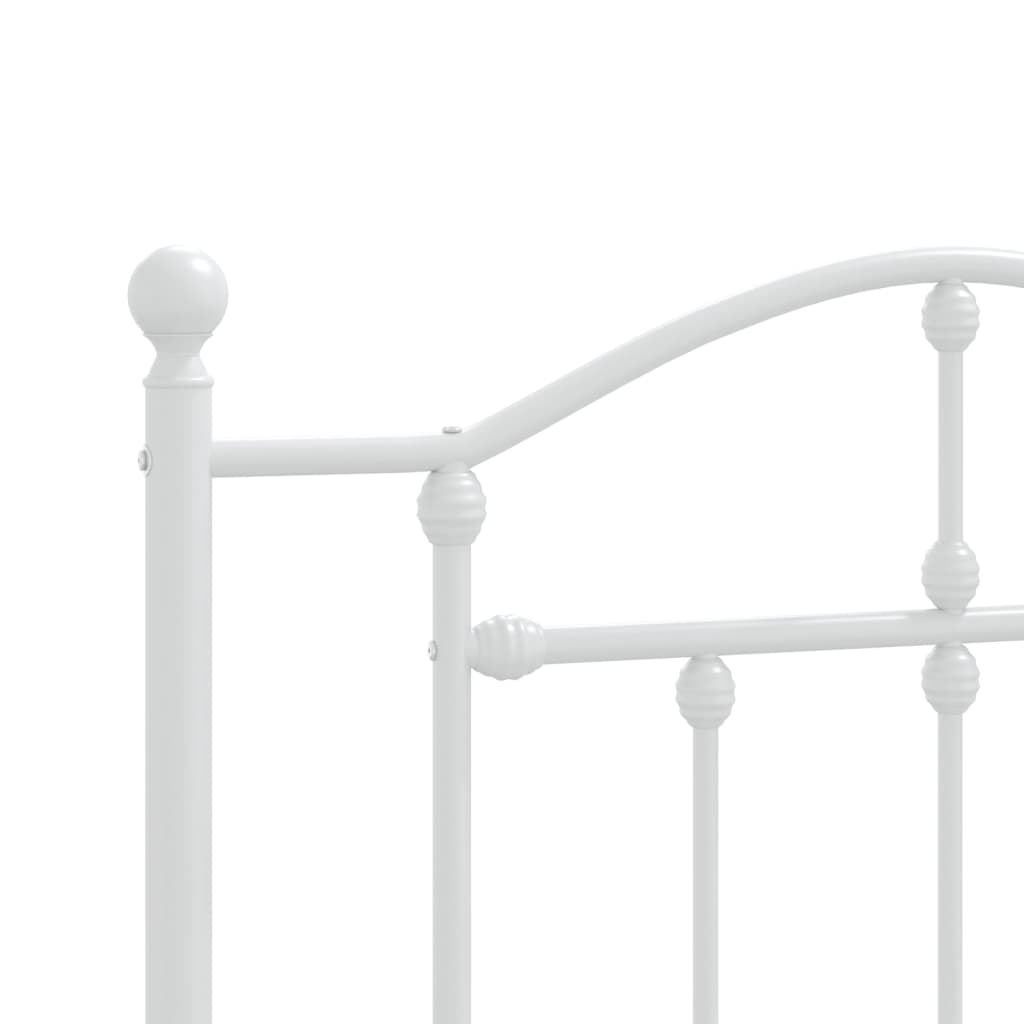 Metal Bed Frame without Mattress with Footboard White 75x190cm