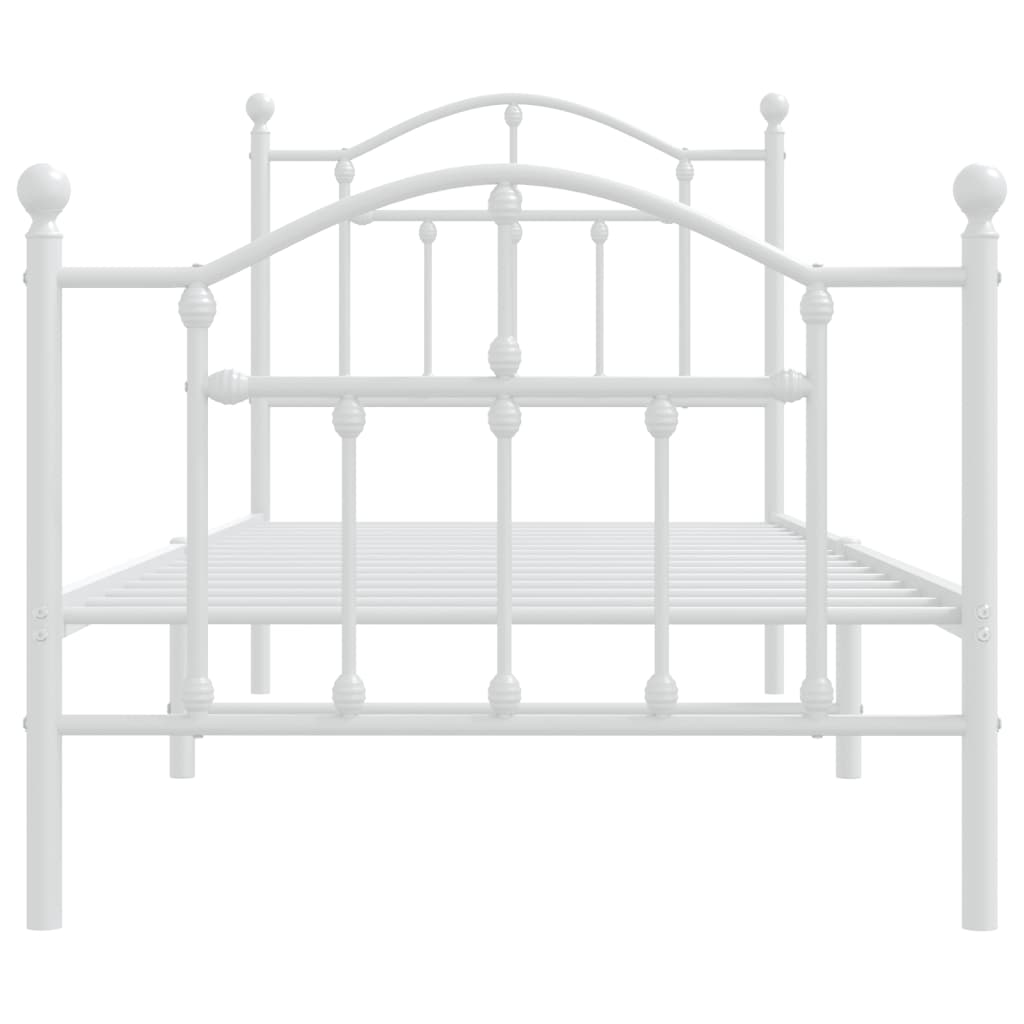 Metal Bed Frame without Mattress with Footboard White 80x200cm