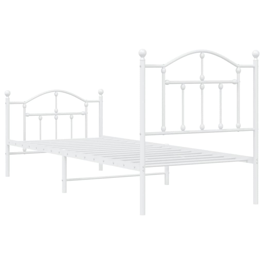 Metal Bed Frame without Mattress with Footboard White 80x200cm