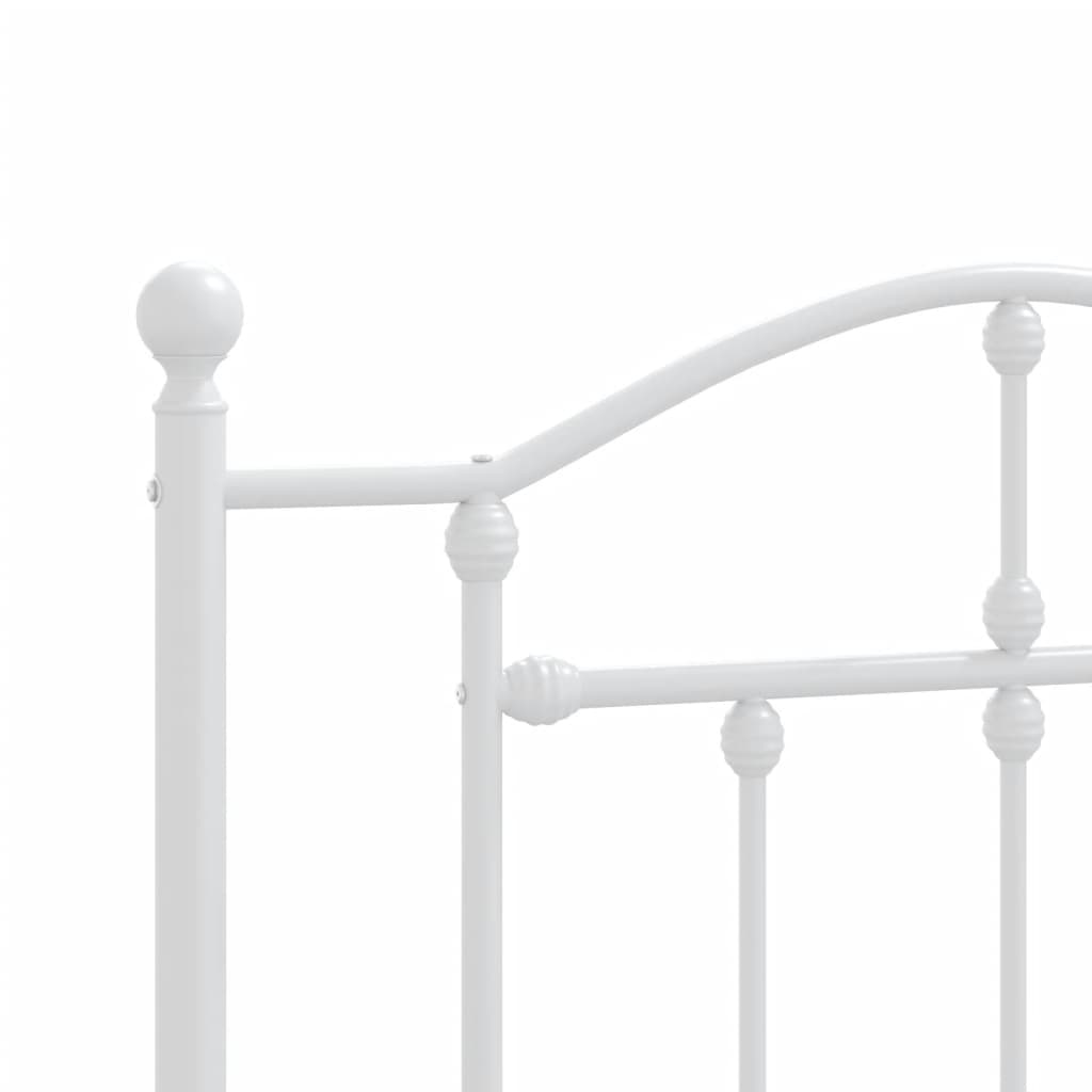 Metal Bed Frame without Mattress with Footboard White 80x200cm