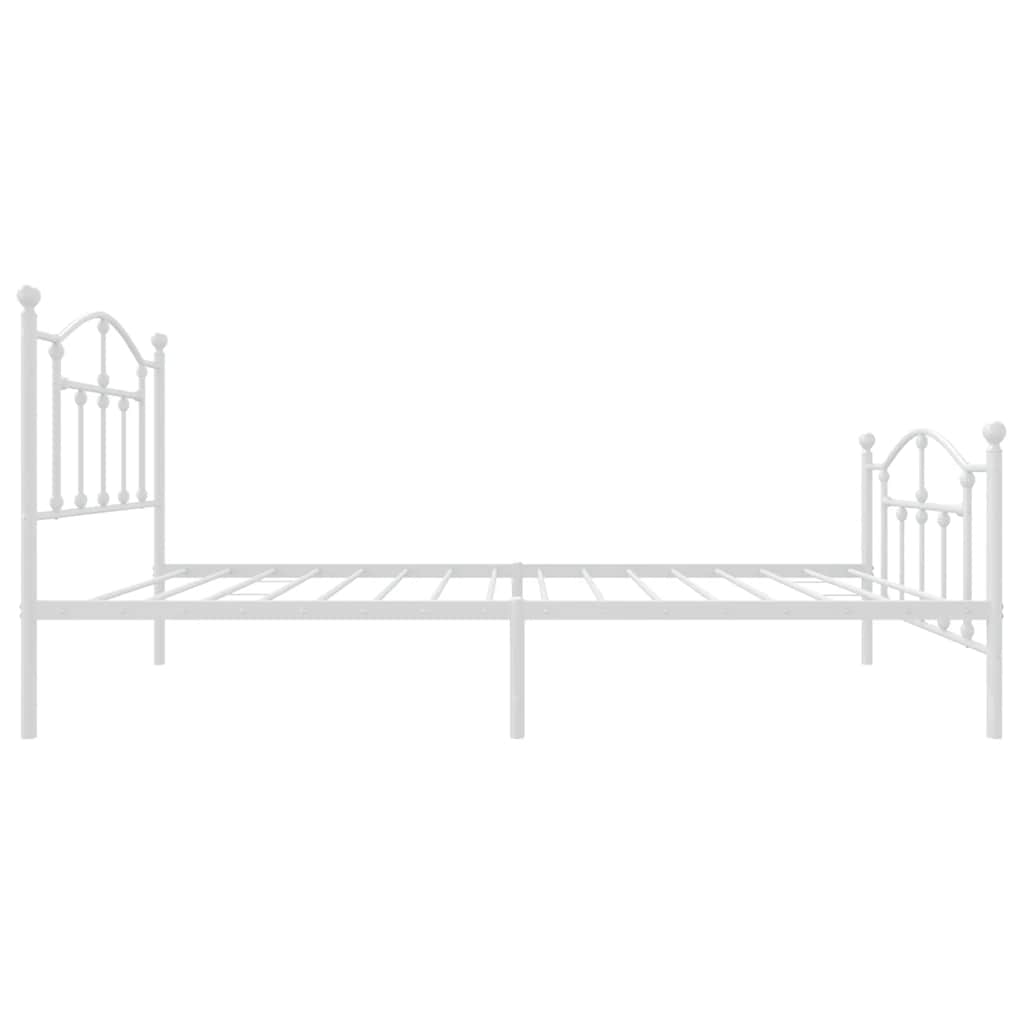 Metal Bed Frame without Mattress with Footboard White 90x190cm
