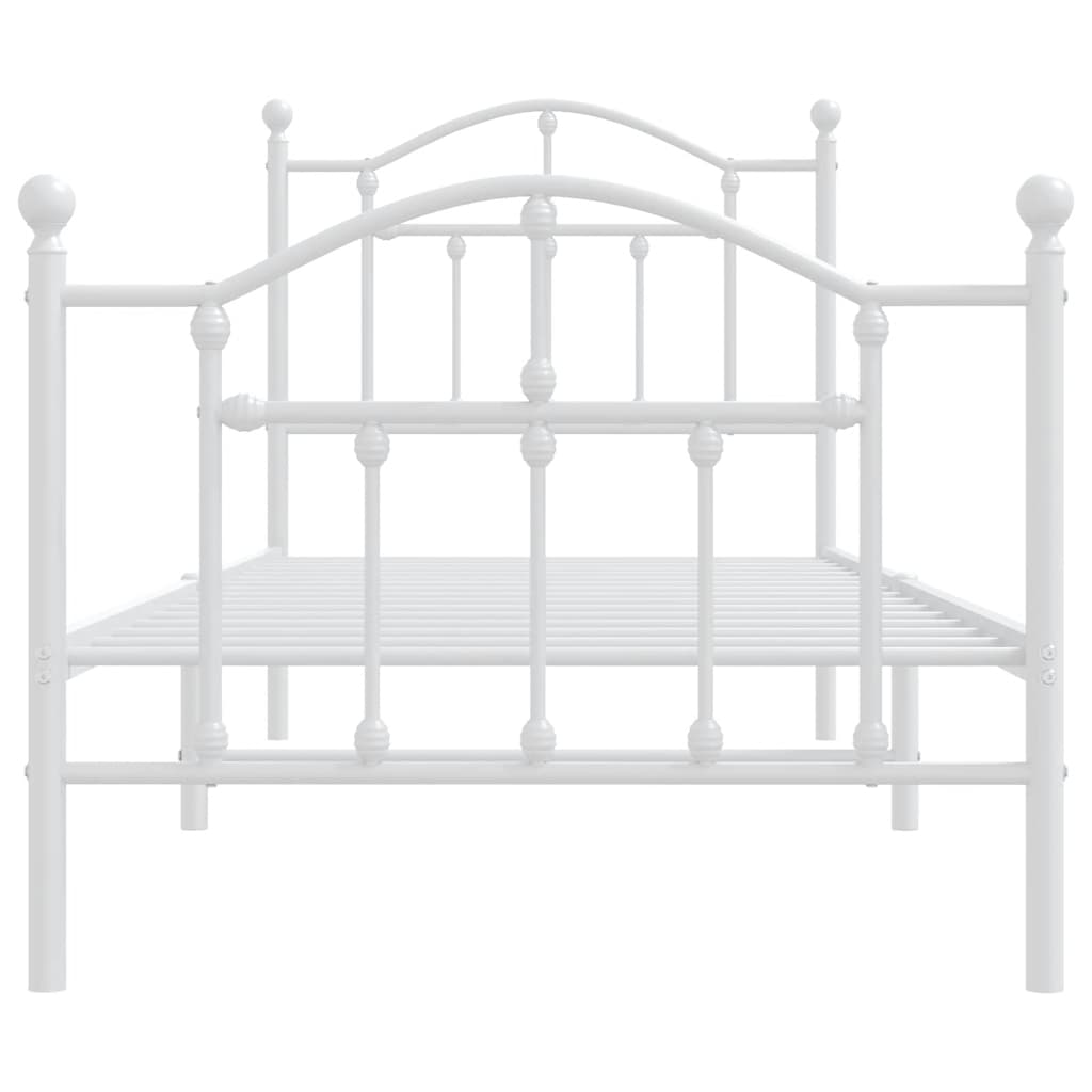 Metal Bed Frame without Mattress with Footboard White 90x200cm