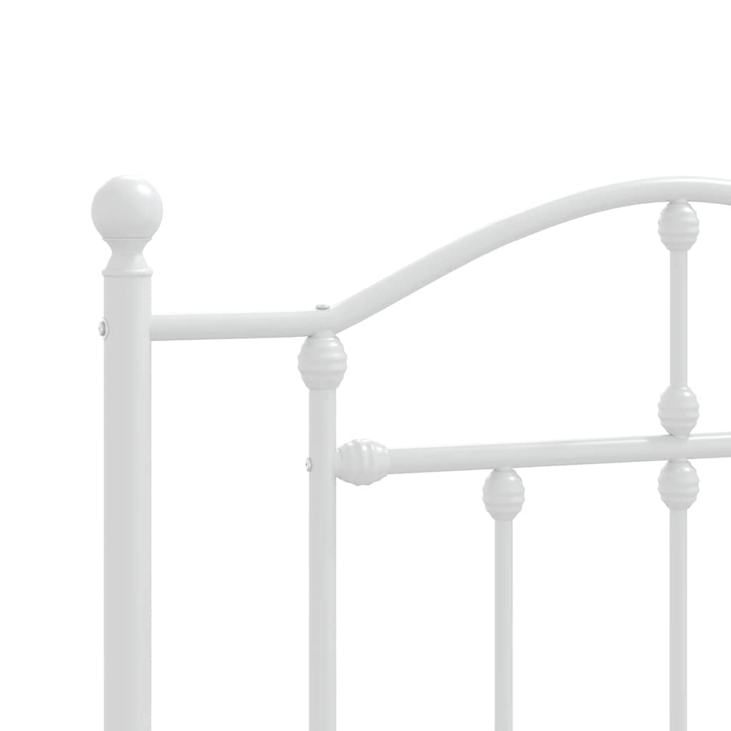 Metal Bed Frame without Mattress with Footboard White 90x200cm