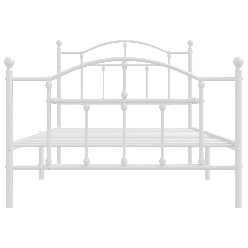 Metal Bed Frame without Mattress with Footboard White 100x190cm