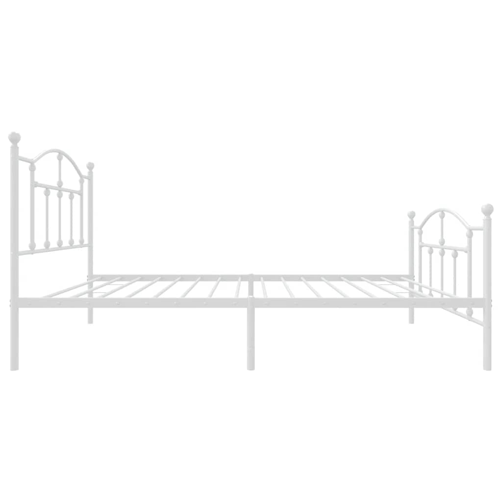Metal Bed Frame without Mattress with Footboard White 100x190cm