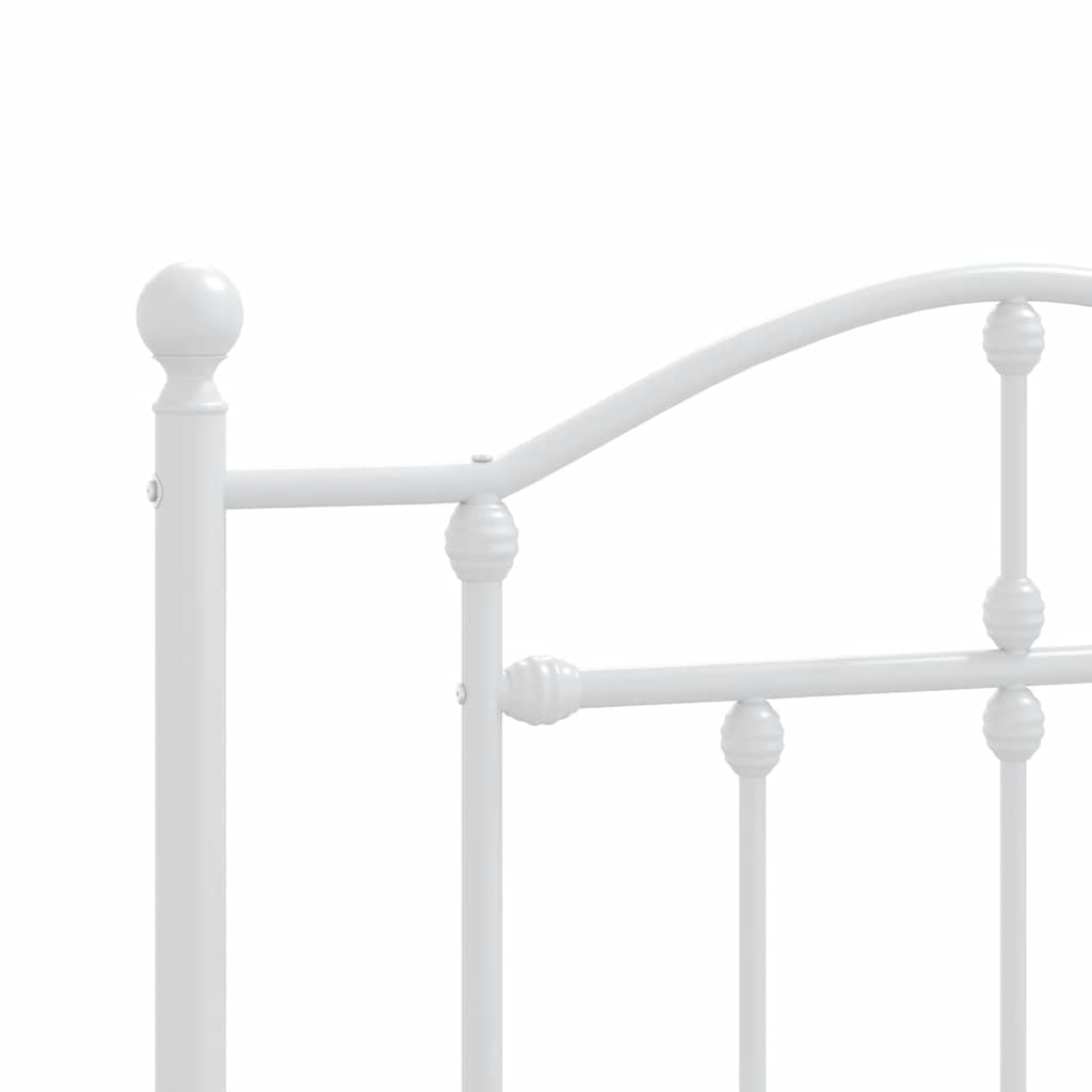 Metal Bed Frame without Mattress with Footboard White 100x190cm