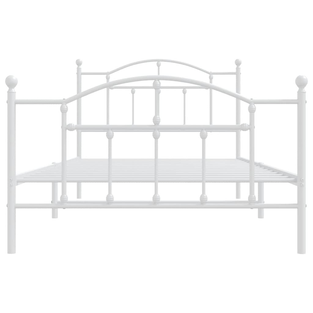 Metal Bed Frame without Mattress with Footboard White 100x200cm