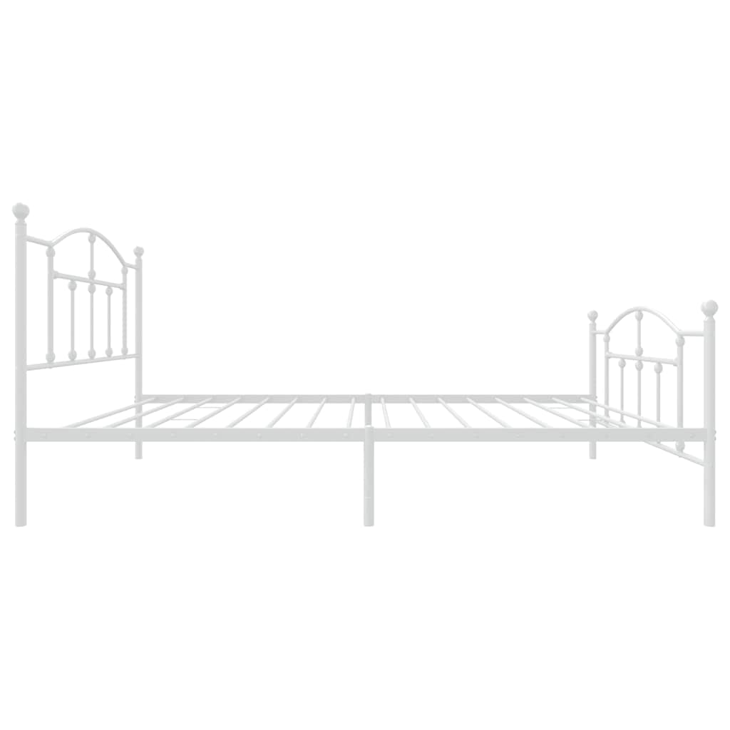Metal Bed Frame without Mattress with Footboard White 100x200cm