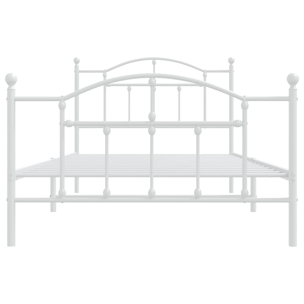 Metal Bed Frame without Mattress with Footboard White 107x203cm