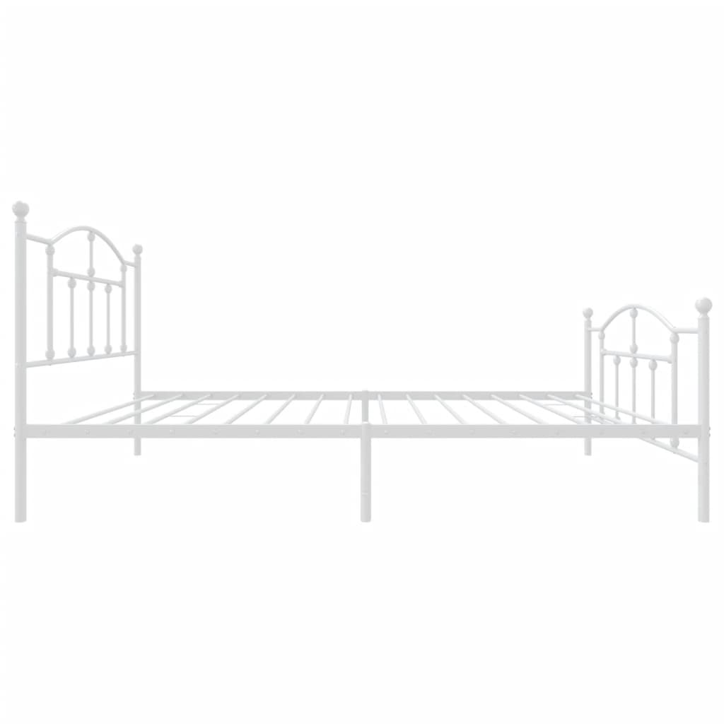 Metal Bed Frame without Mattress with Footboard White 107x203cm