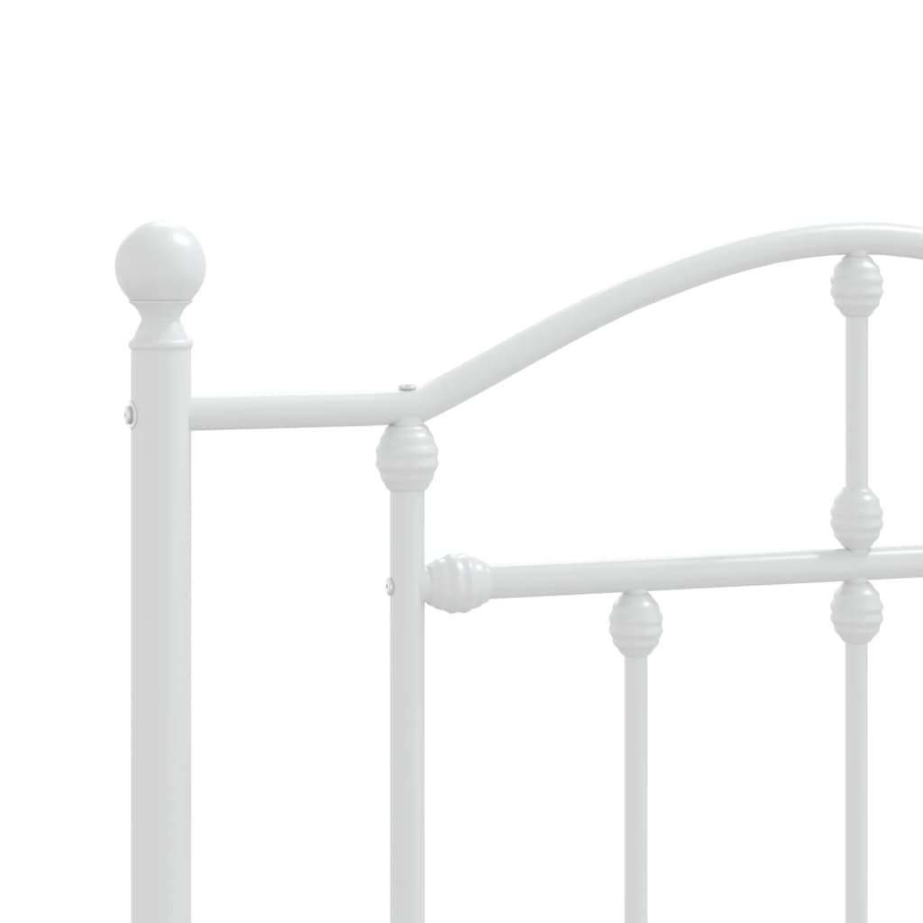 Metal Bed Frame without Mattress with Footboard White 107x203cm