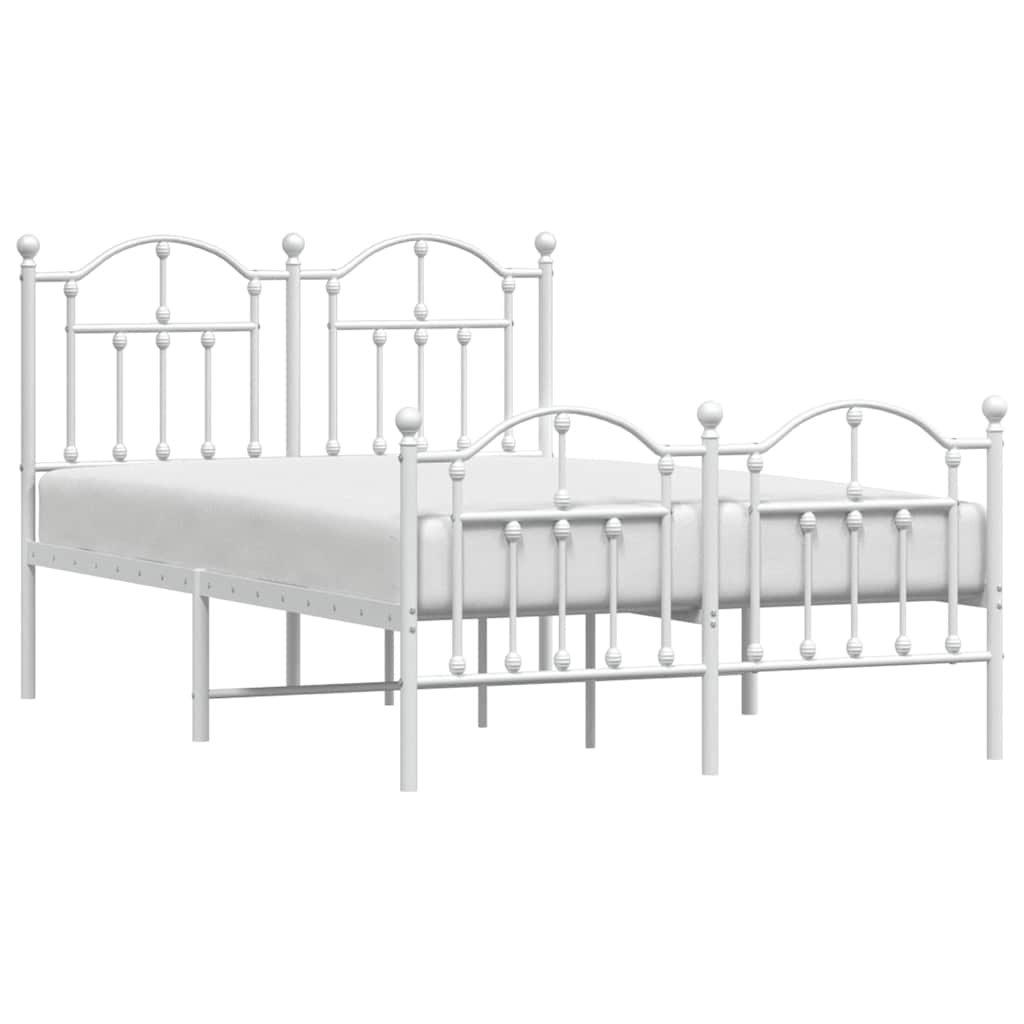 Metal Bed Frame without Mattress with Footboard White 120x190cm