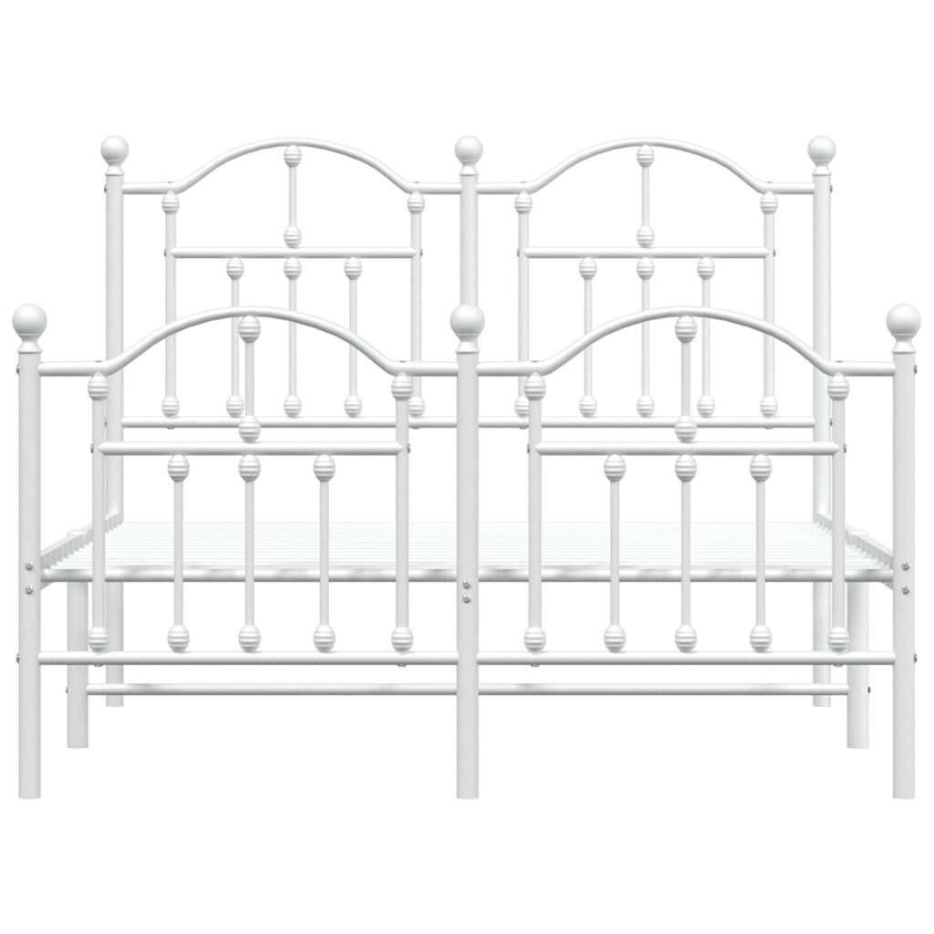 Metal Bed Frame without Mattress with Footboard White 120x190cm