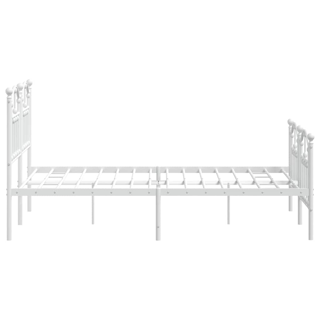 Metal Bed Frame without Mattress with Footboard White 120x190cm