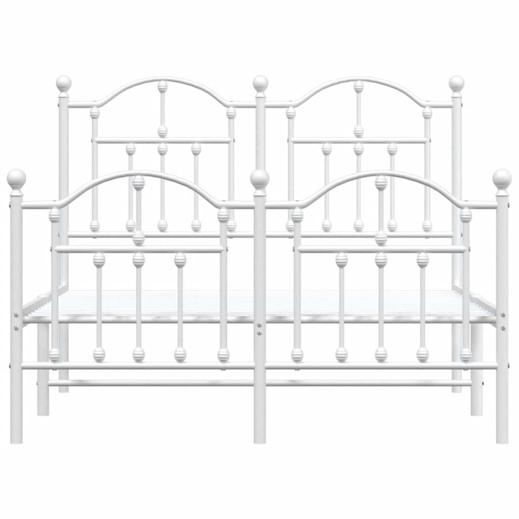 Metal Bed Frame without Mattress with Footboard White 120x200cm