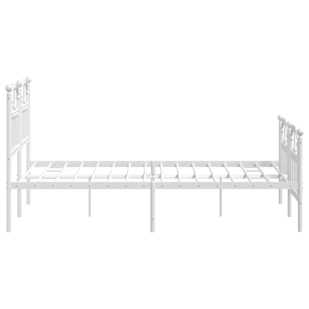 Metal Bed Frame without Mattress with Footboard White 120x200cm