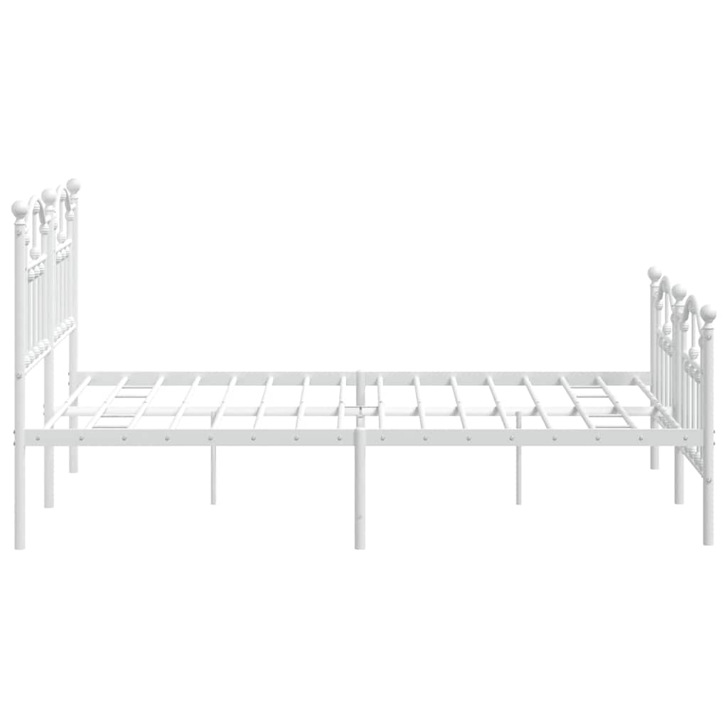 Metal Bed Frame without Mattress with Footboard White 140x190cm