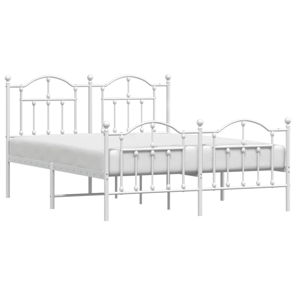 Metal Bed Frame without Mattress with Footboard White 140x200cm