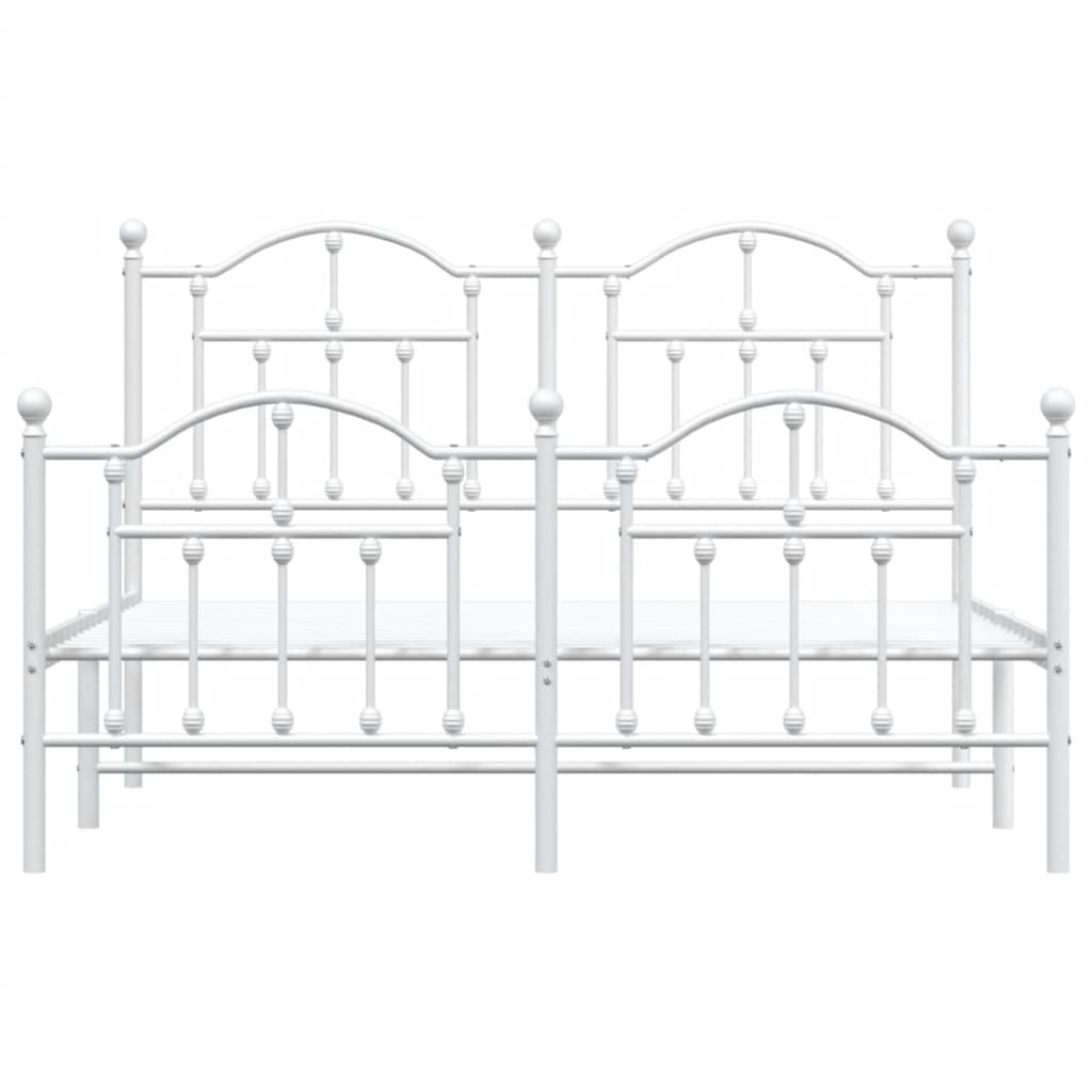 Metal Bed Frame without Mattress with Footboard White 140x200cm