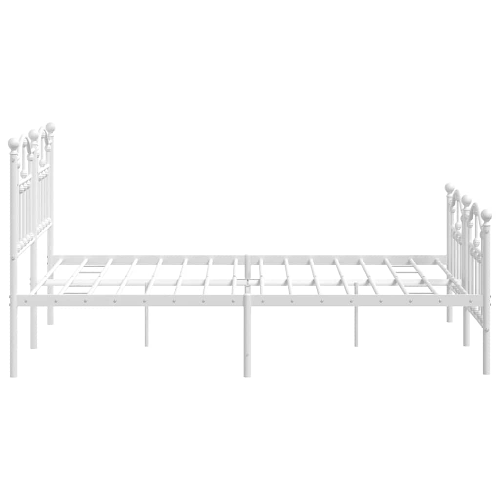 Metal Bed Frame without Mattress with Footboard White 140x200cm