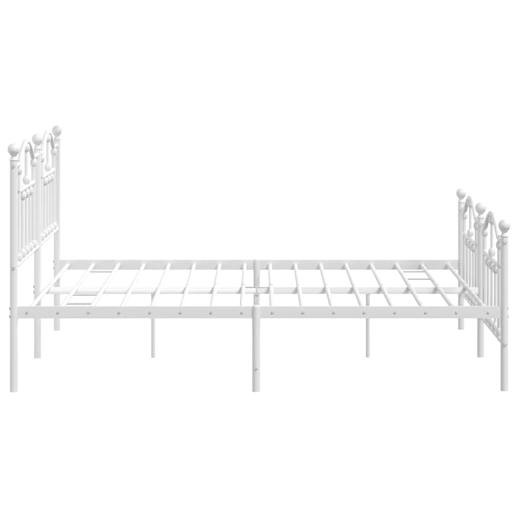 Metal Bed Frame without Mattress with Footboard White 160x200cm