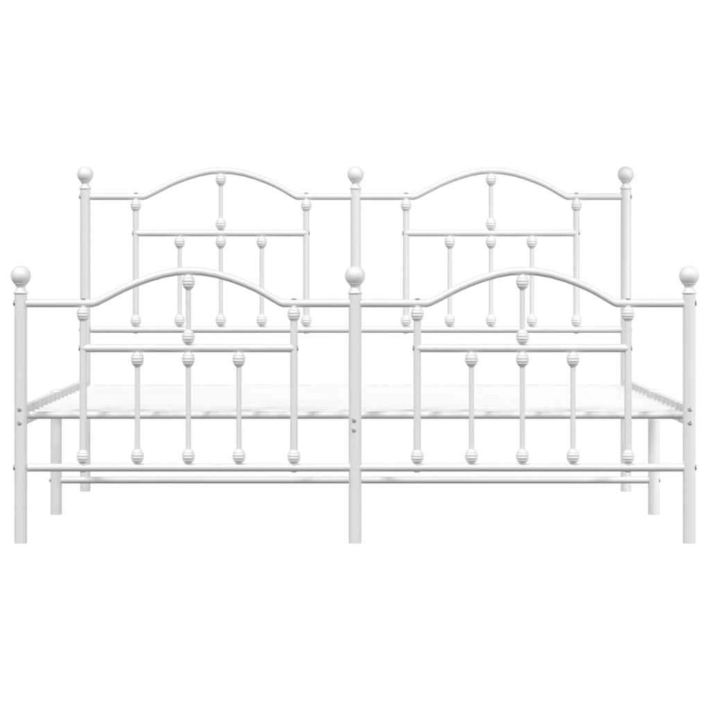 Metal Bed Frame without Mattress with Footboard White 180x200cm