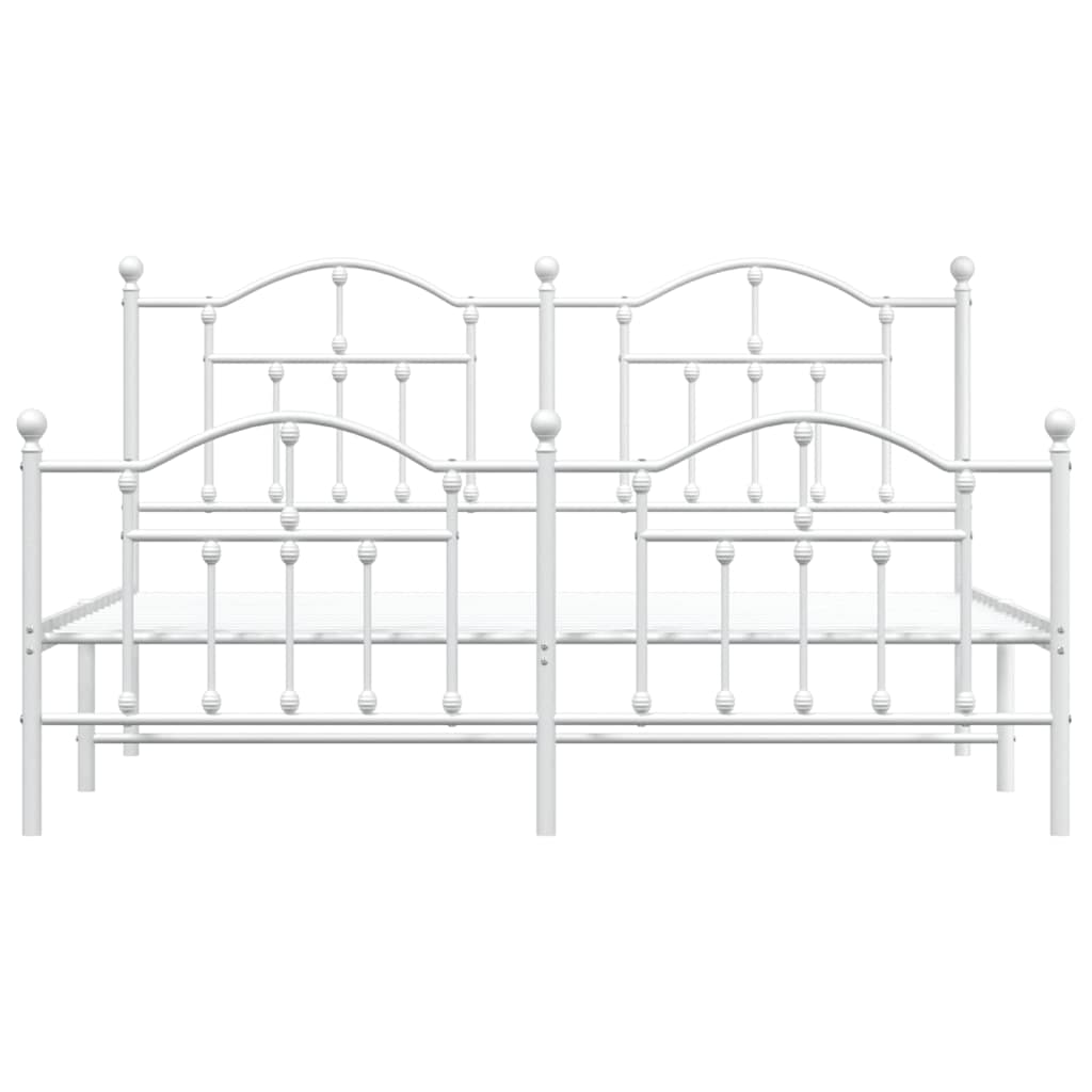 Metal Bed Frame without Mattress with Footboard White 183x213cm