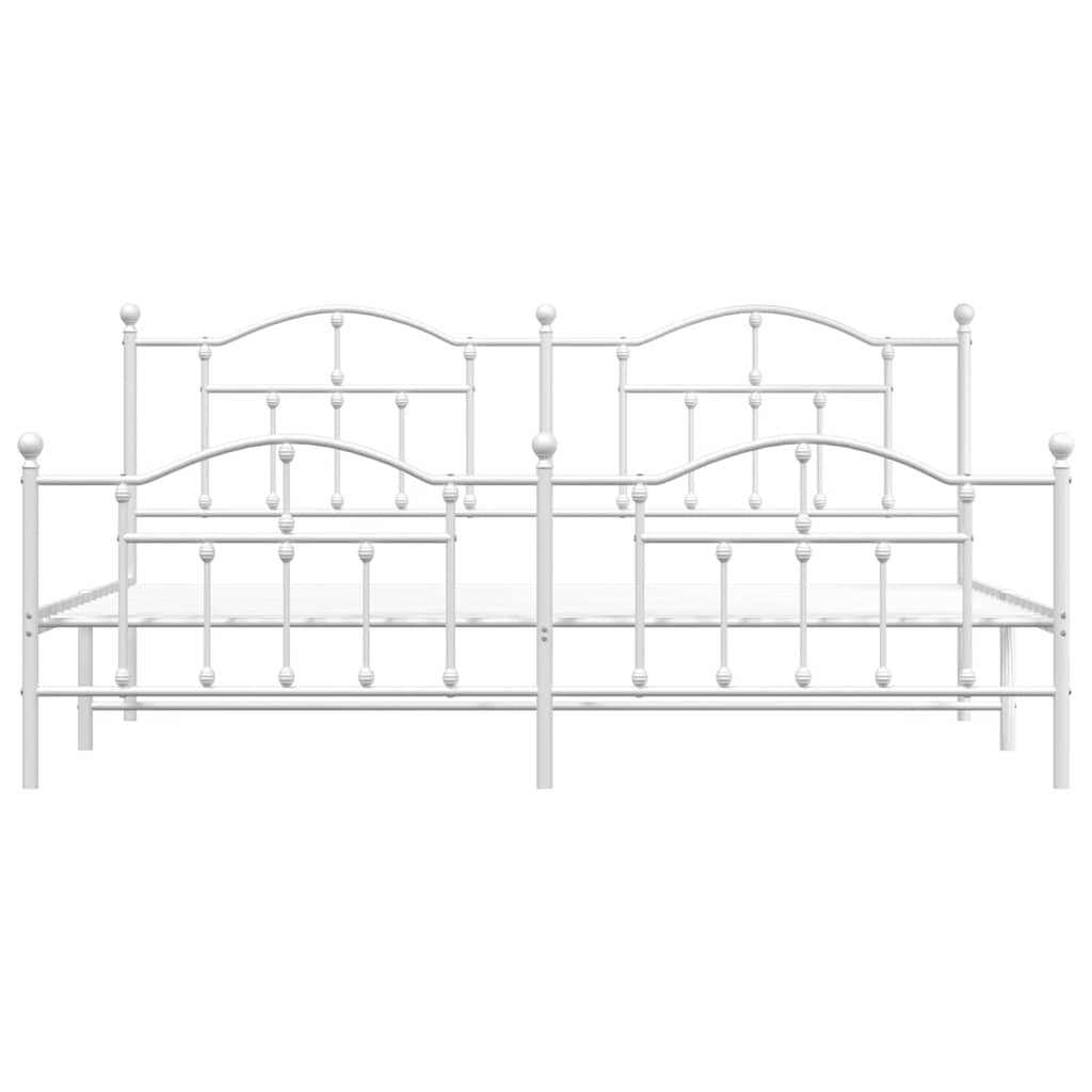 Metal Bed Frame without Mattress with Footboard White 193x203cm