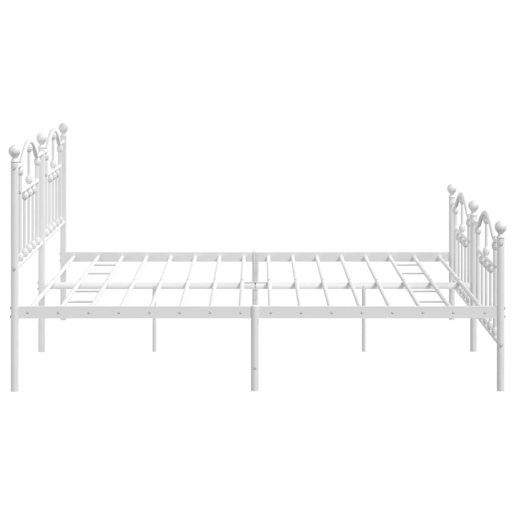 Metal Bed Frame without Mattress with Footboard White 193x203cm
