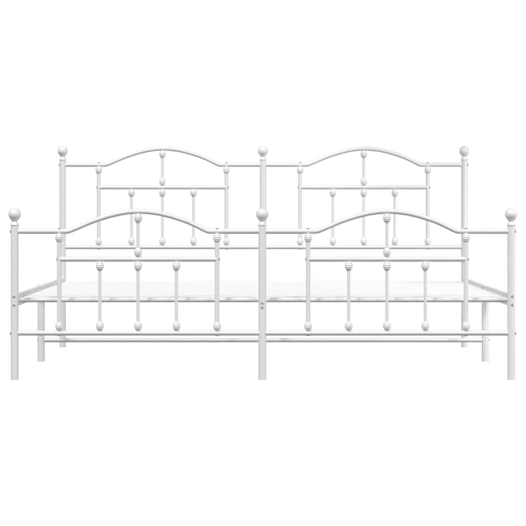 Metal Bed Frame without Mattress with Footboard White 200x200cm
