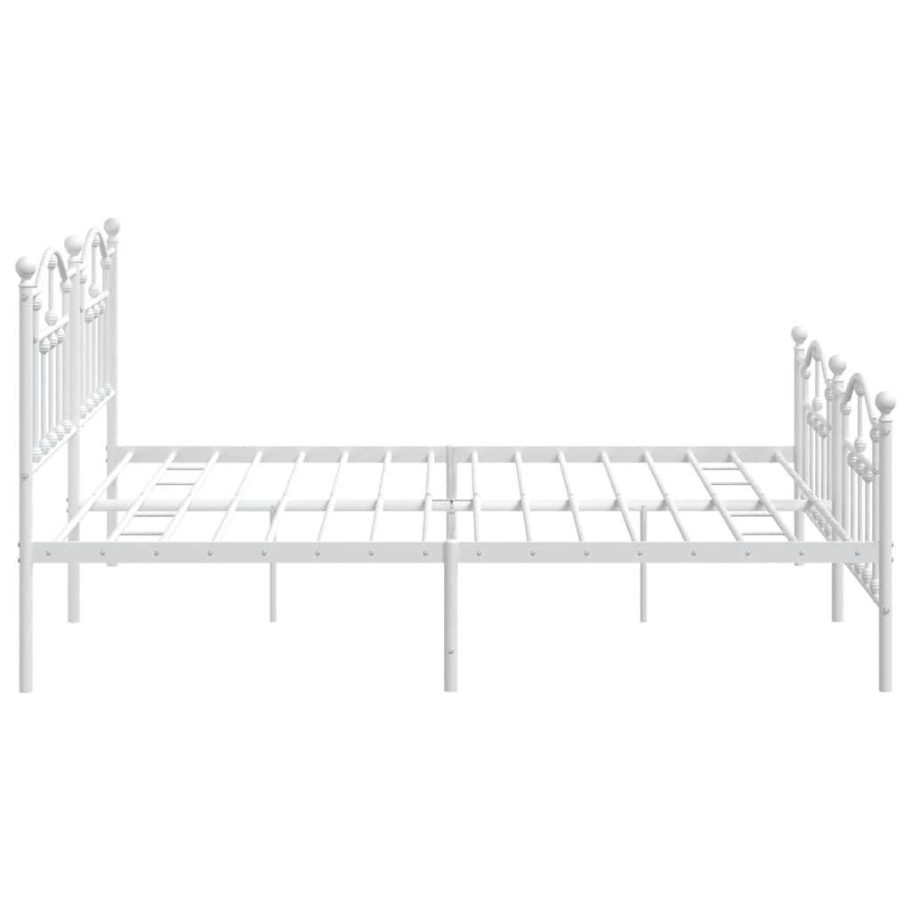 Metal Bed Frame without Mattress with Footboard White 200x200cm