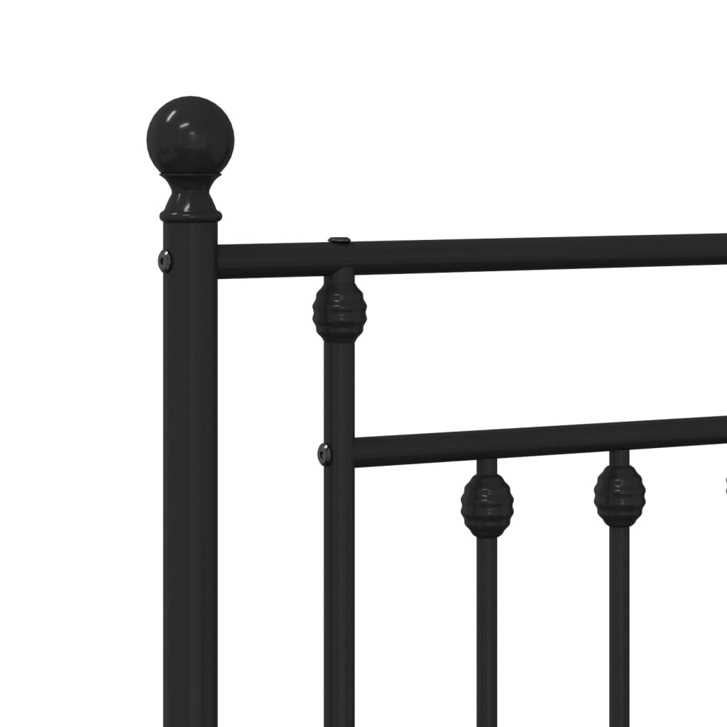 Metal Bed Frame without Mattress with Headboard Black 80x200cm