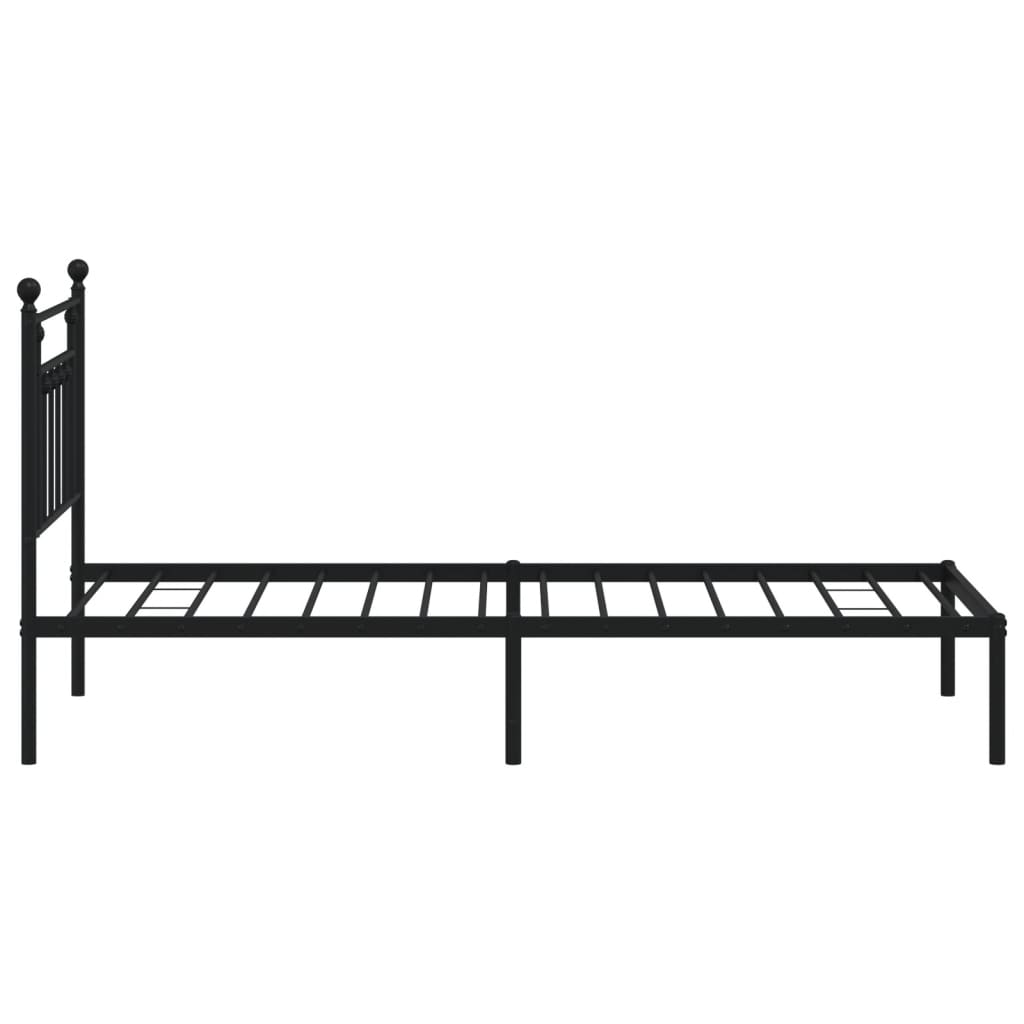 Metal Bed Frame without Mattress with Headboard Black 90x190cm