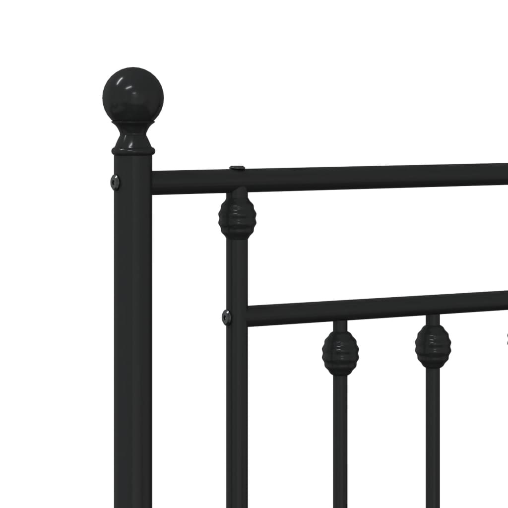 Metal Bed Frame without Mattress with Headboard Black 90x190cm
