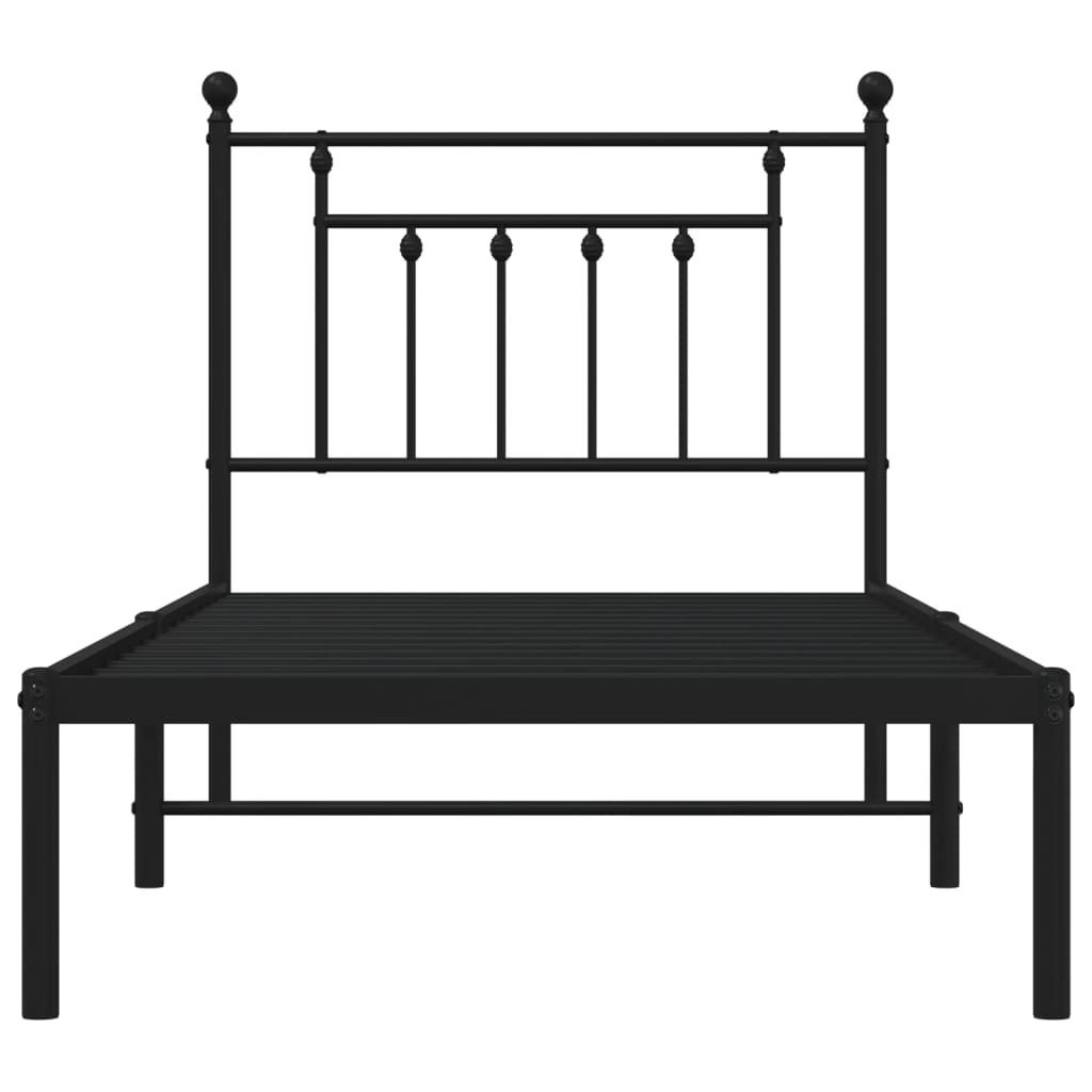 Metal Bed Frame without Mattress with Headboard Black 90x200cm